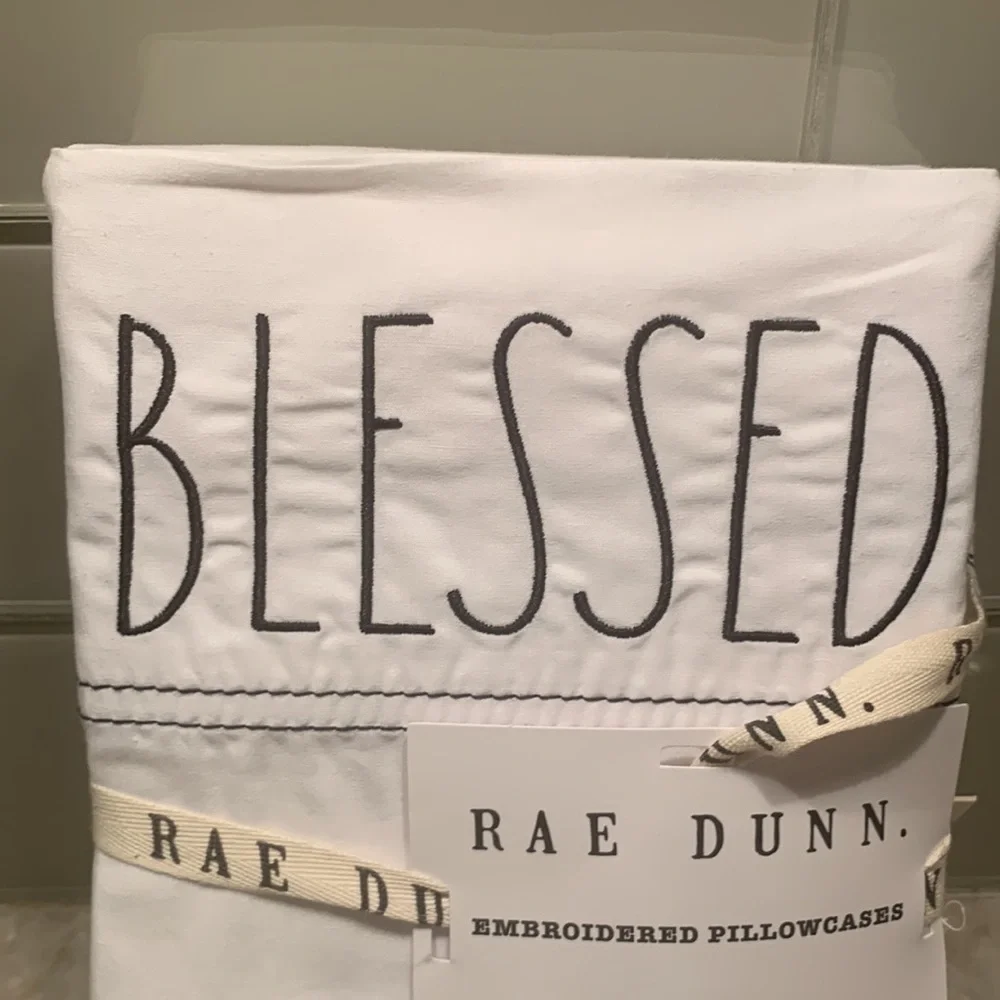 Rae Dunn pillowcases- S/2 standard- BLESSED